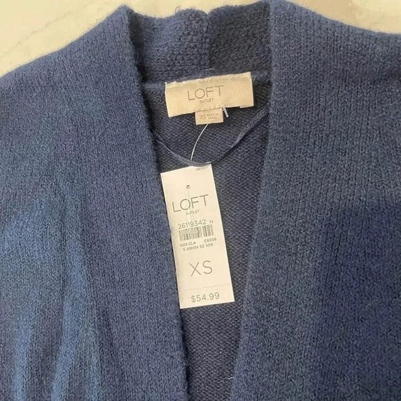 Loft Outlet NWT Navy Blue Open Front Knit Cardigan Sweater Women's XS Cozycore - Picture 3 of 6